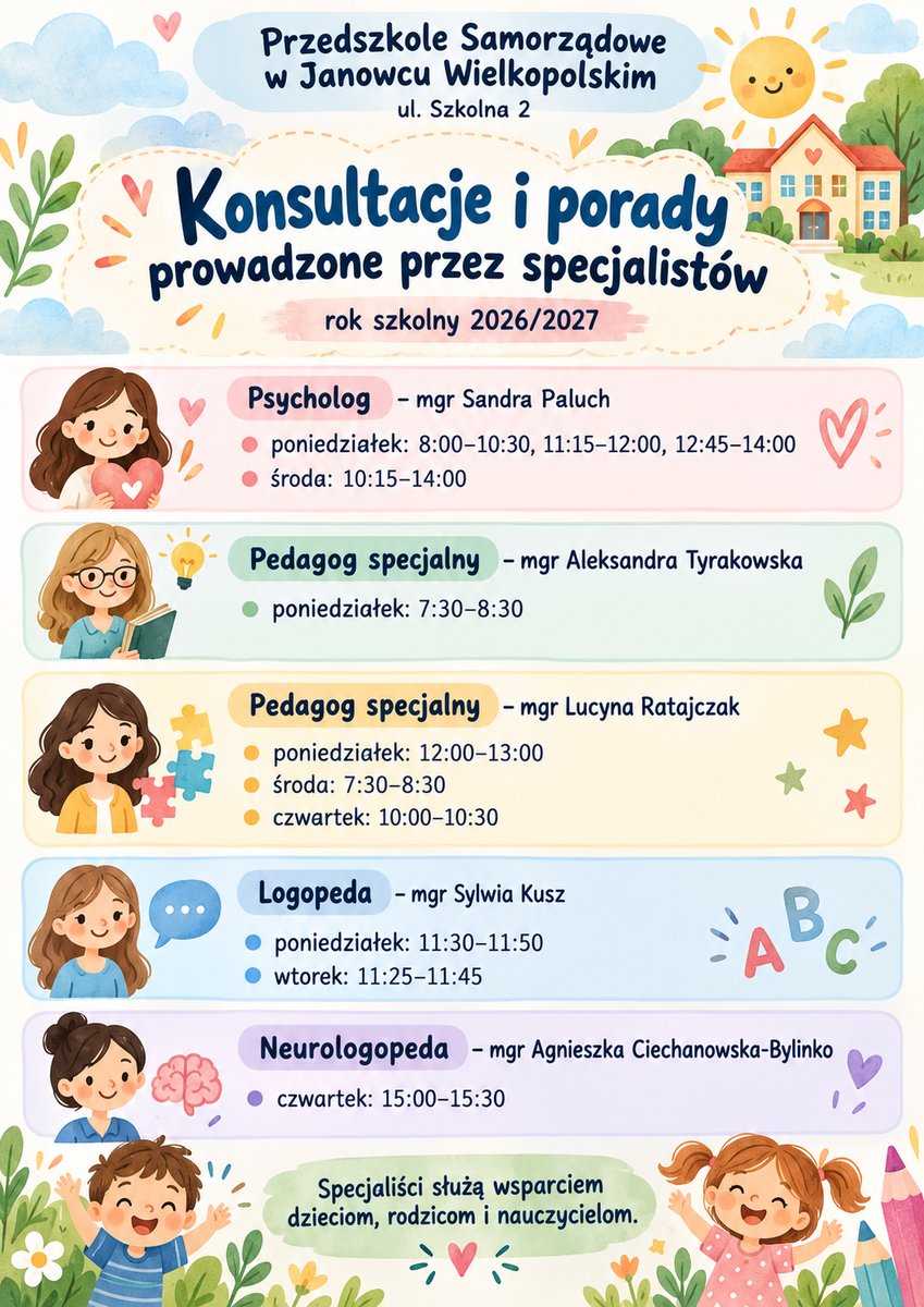Konsultacje i porady prowadzone przez specjalistów